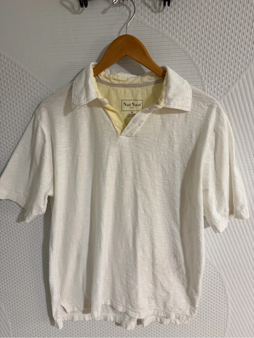 Nat Nast Men’s Cream-Trim White Polo